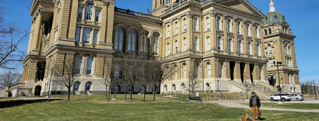 A corner dome of the Iowa State Capitol in Des Moines