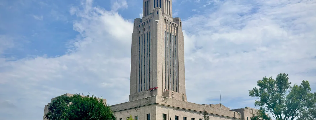 The Nebraska State Capitol tower in Lincoln